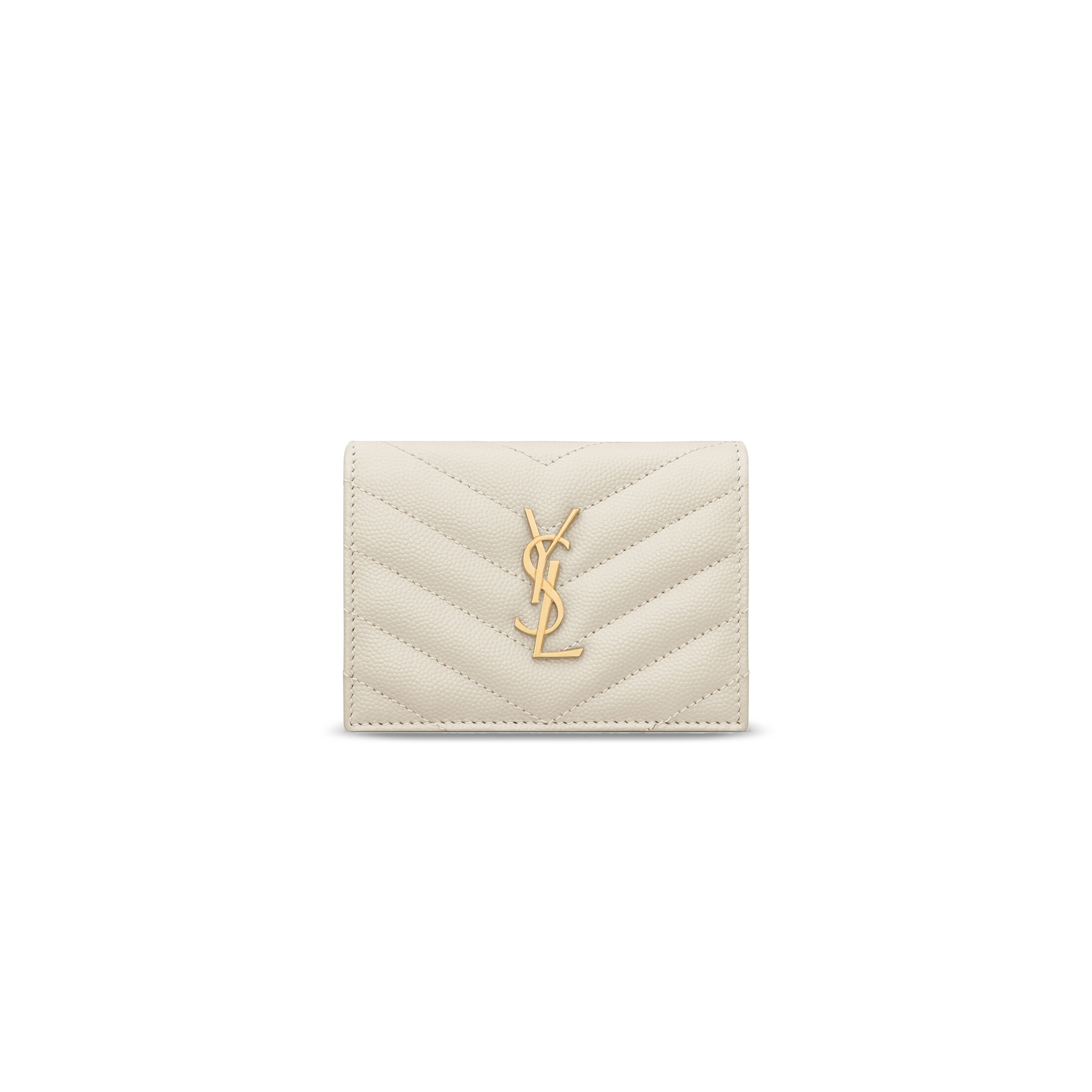 YSL CASSANDRE MATELASSÉ FLAP CARD CASE IN GRAIN DE POUDRE LEATHER 668290BOWA19207 (11*8.5*3cm)
